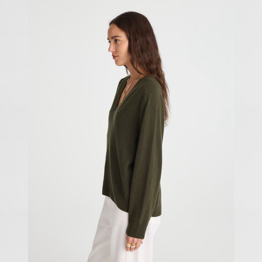 olive womens madewell v en cachemire pull À col