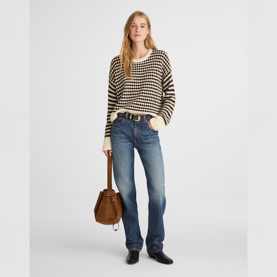 crème black womens madewell mixte rayure pull pull