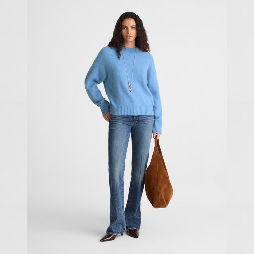 blue womens madewell cloudsoft de chute de lÉpaule crewneck pull