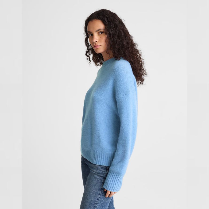 blue womens madewell cloudsoft de chute de lÉpaule crewneck pull