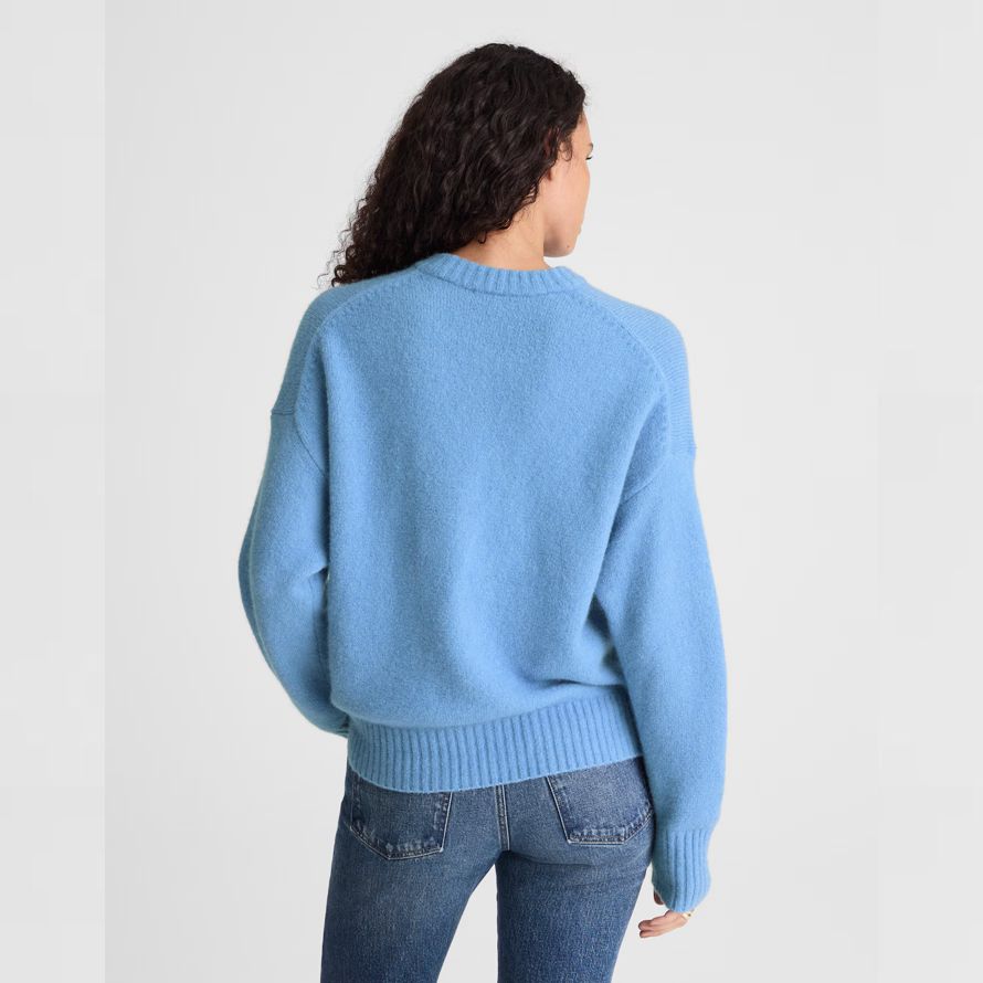 blue womens madewell cloudsoft de chute de lÉpaule crewneck pull