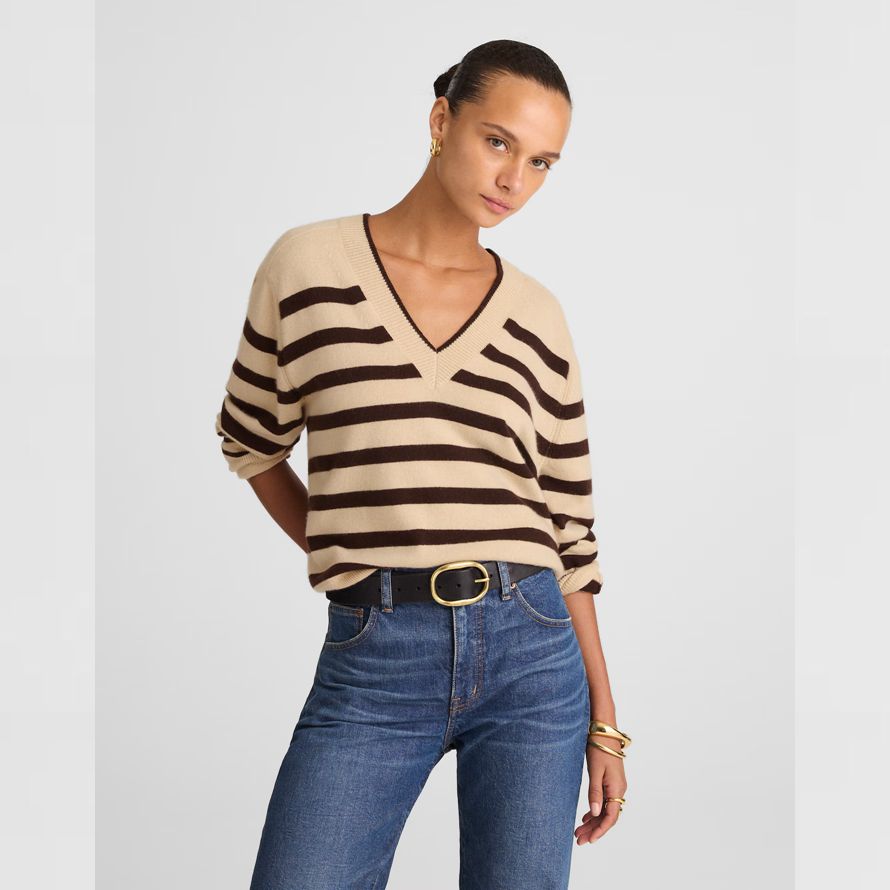 beige brun foncé womens madewell v en cachemire pull À col