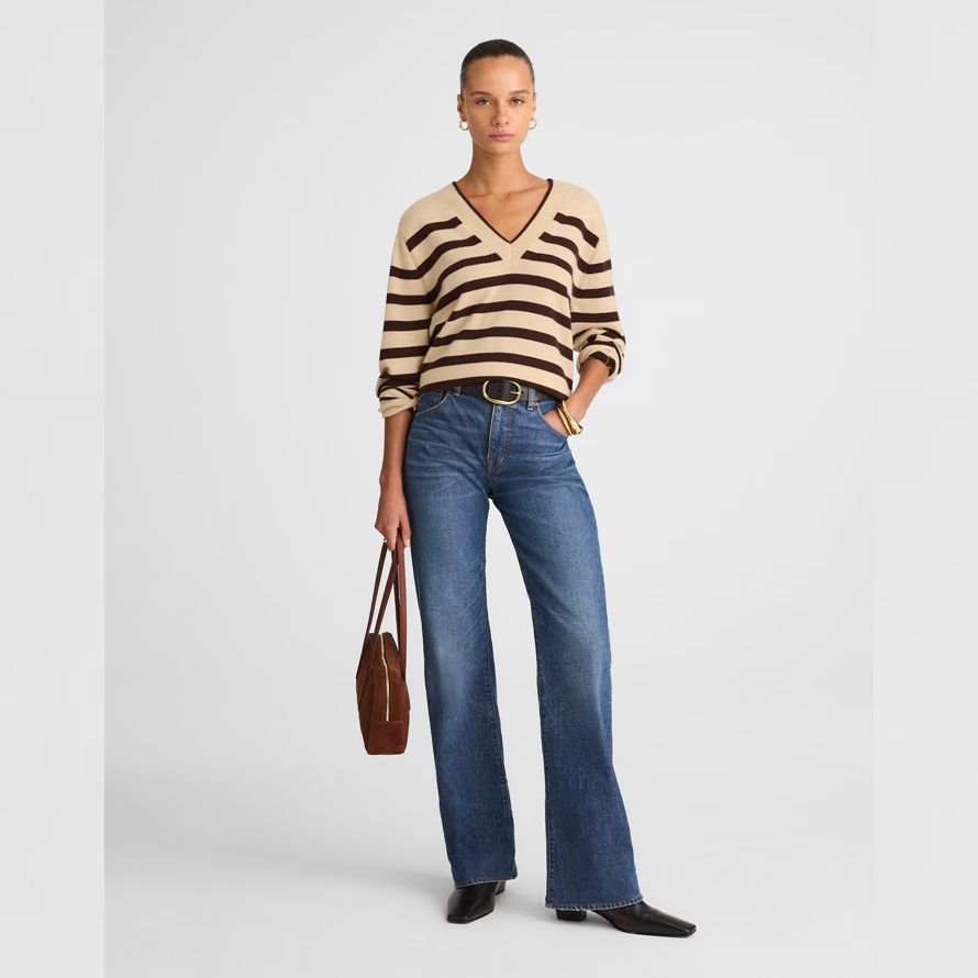 beige brun foncé womens madewell v en cachemire pull À col