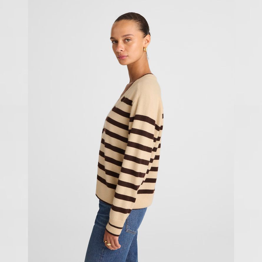 beige brun foncé womens madewell v en cachemire pull À col