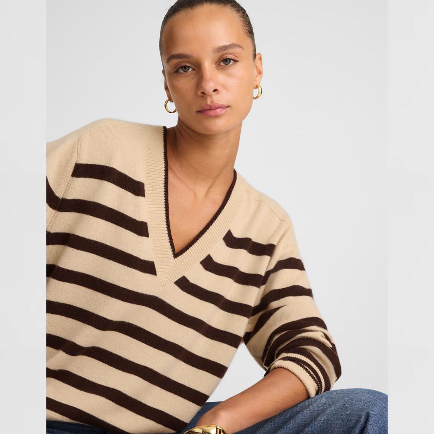 beige brun foncé womens madewell v en cachemire pull À col