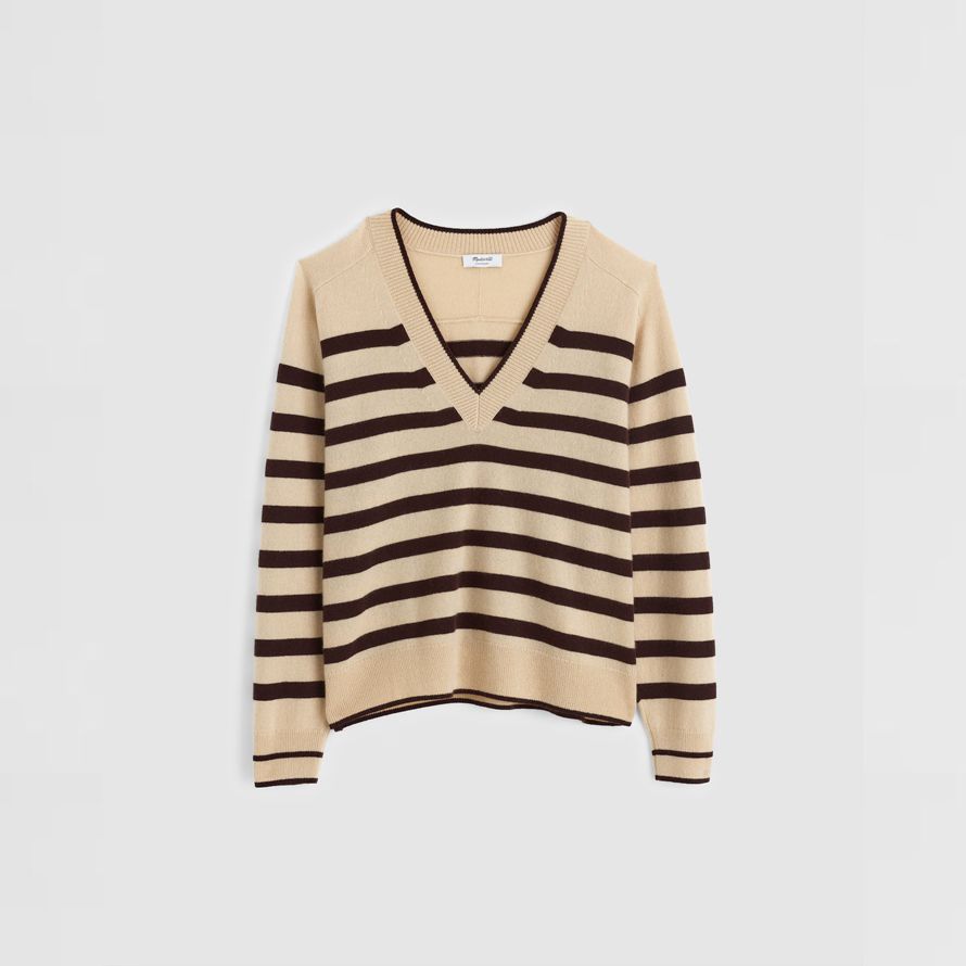 beige brun foncé womens madewell v en cachemire pull À col