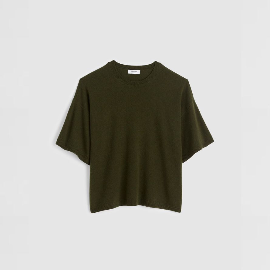 olive womens madewell À manches courtes 100 cachemire pull