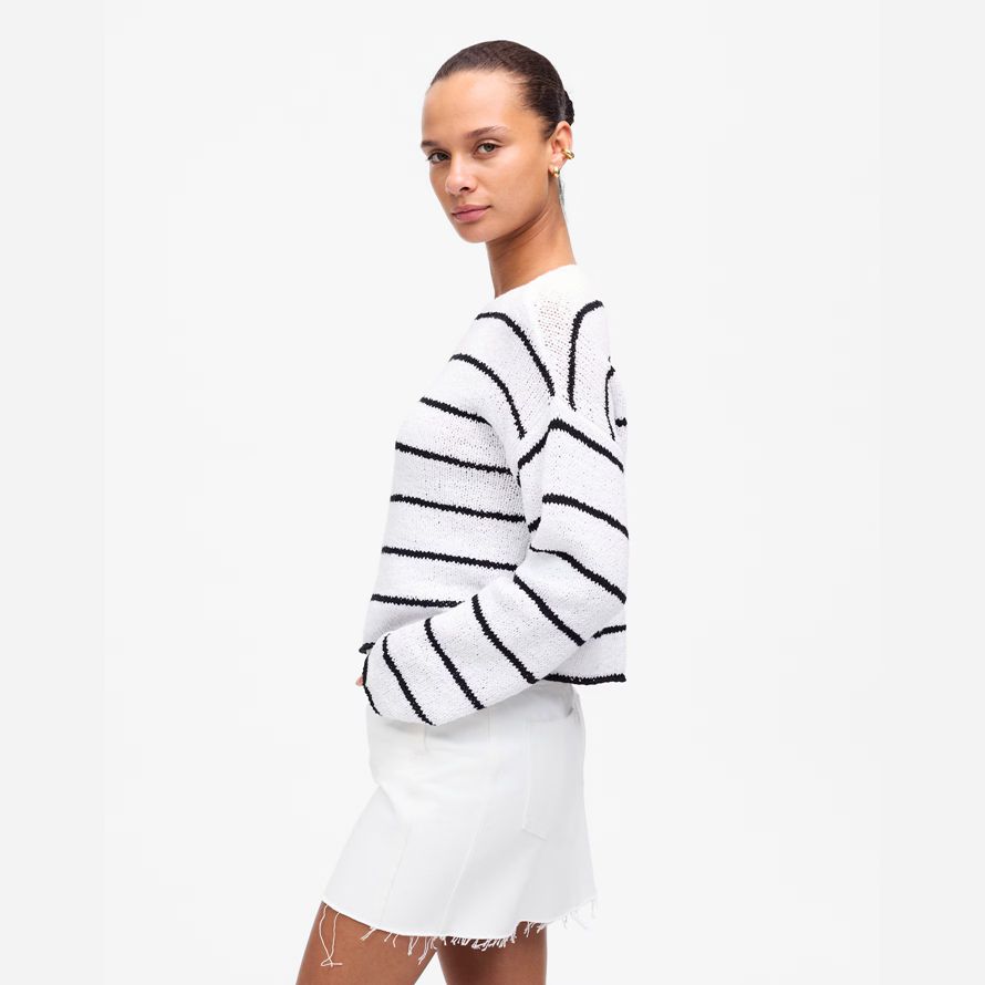 blanc noir madewell boatneck pull chandail de femmes