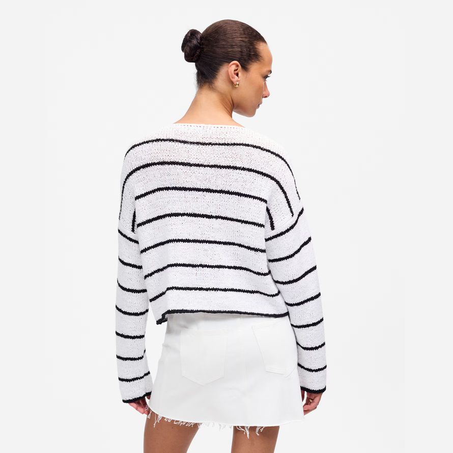 blanc noir madewell boatneck pull chandail de femmes