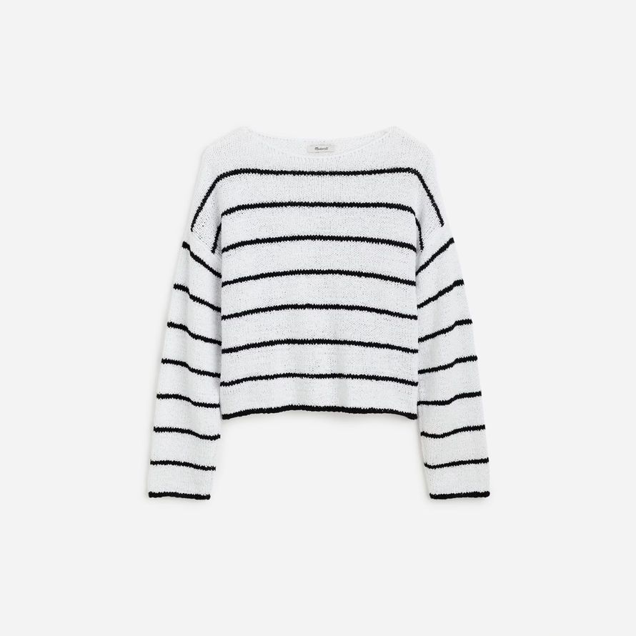 blanc noir madewell boatneck pull chandail de femmes