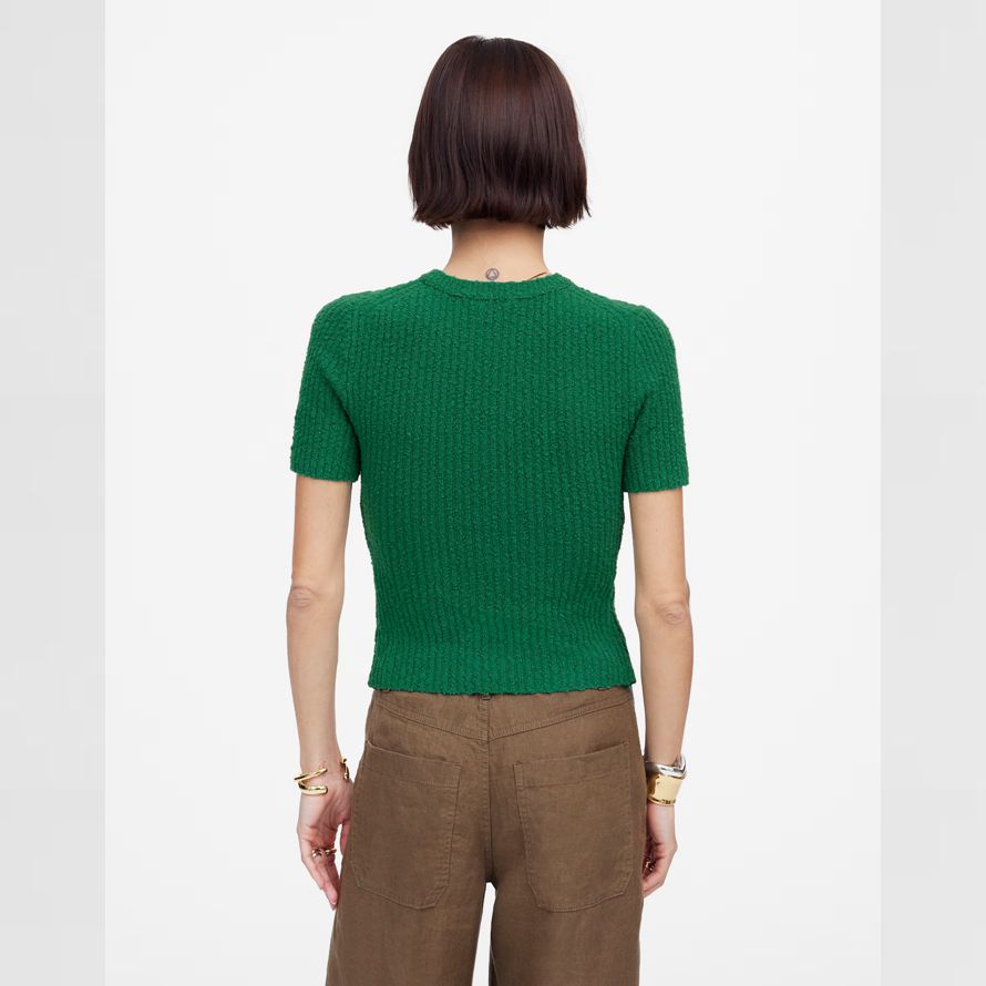 vert madewell bouclé maille À encolure ras du cou À manches courtes pour femmes pull