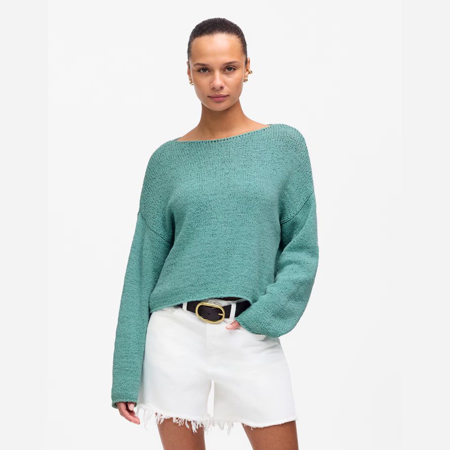 madewell boatneck pull femmes pull turquoise