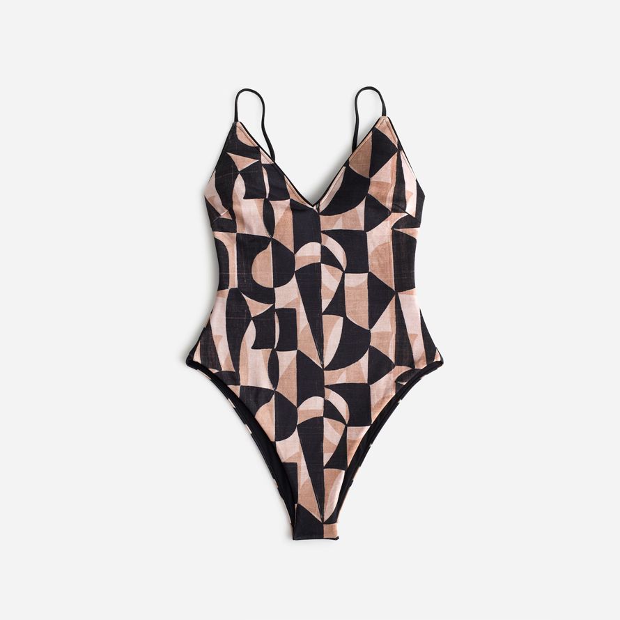 madewell zoulou amp zephyr mosaïque dune seule pièce de maillot de bain pour femmes noir beige