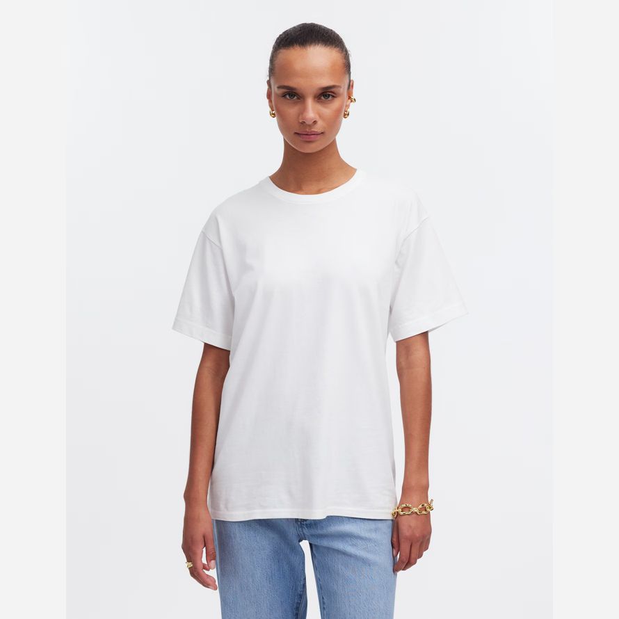 white womens madewell coton détendu surdimensionné t-shirts