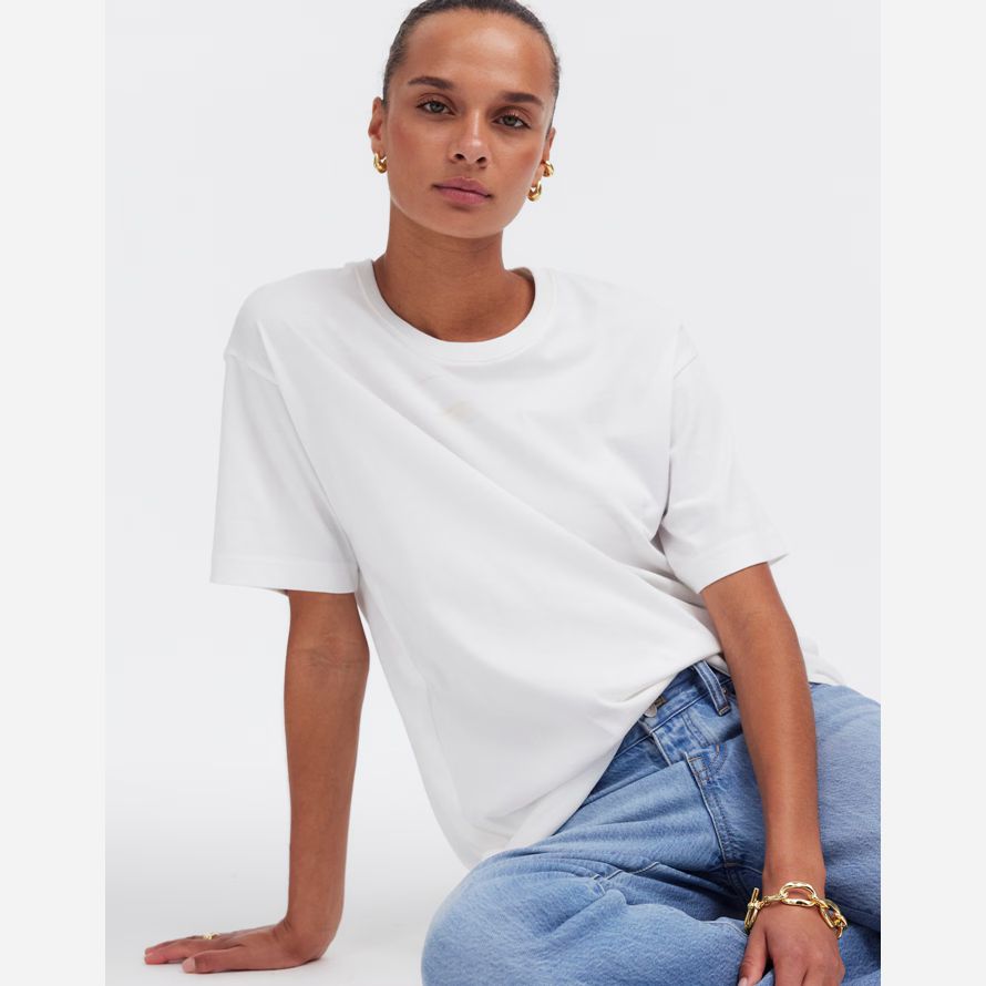 white womens madewell coton détendu surdimensionné t-shirts