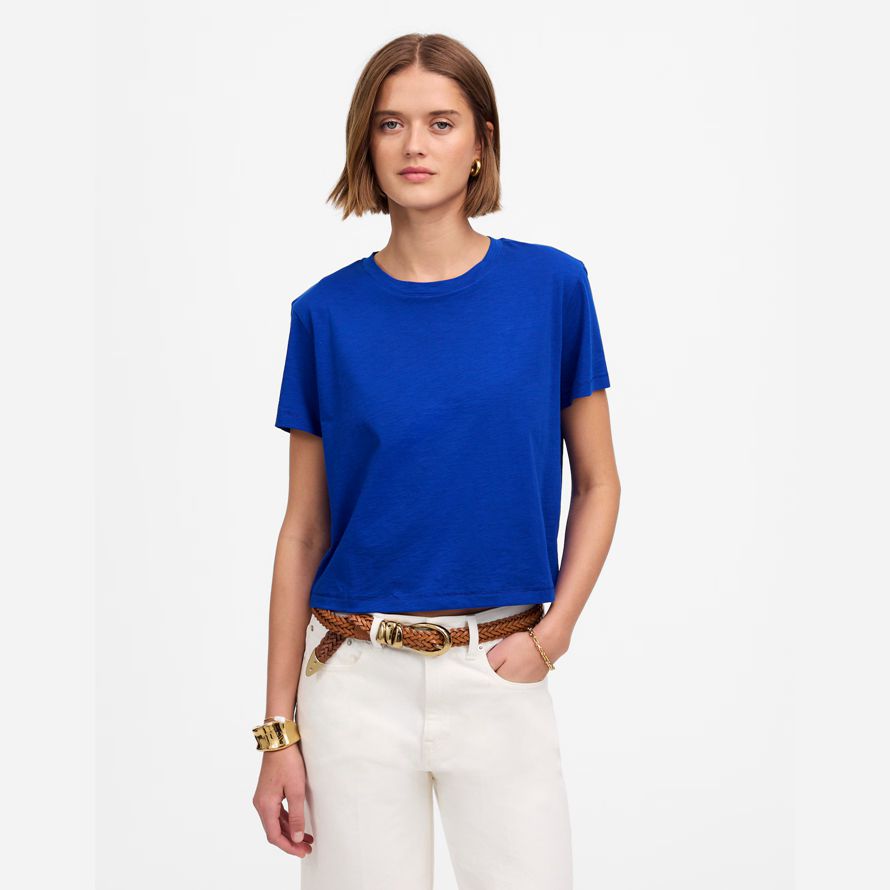madewell slub boxy-culture womens t-shirts bleu