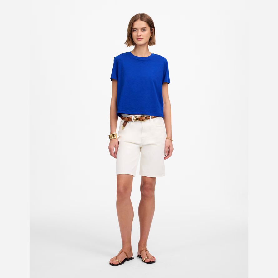 madewell slub boxy-culture womens t-shirts bleu