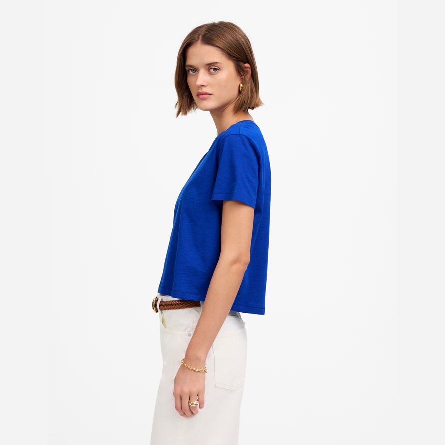 madewell slub boxy-culture womens t-shirts bleu