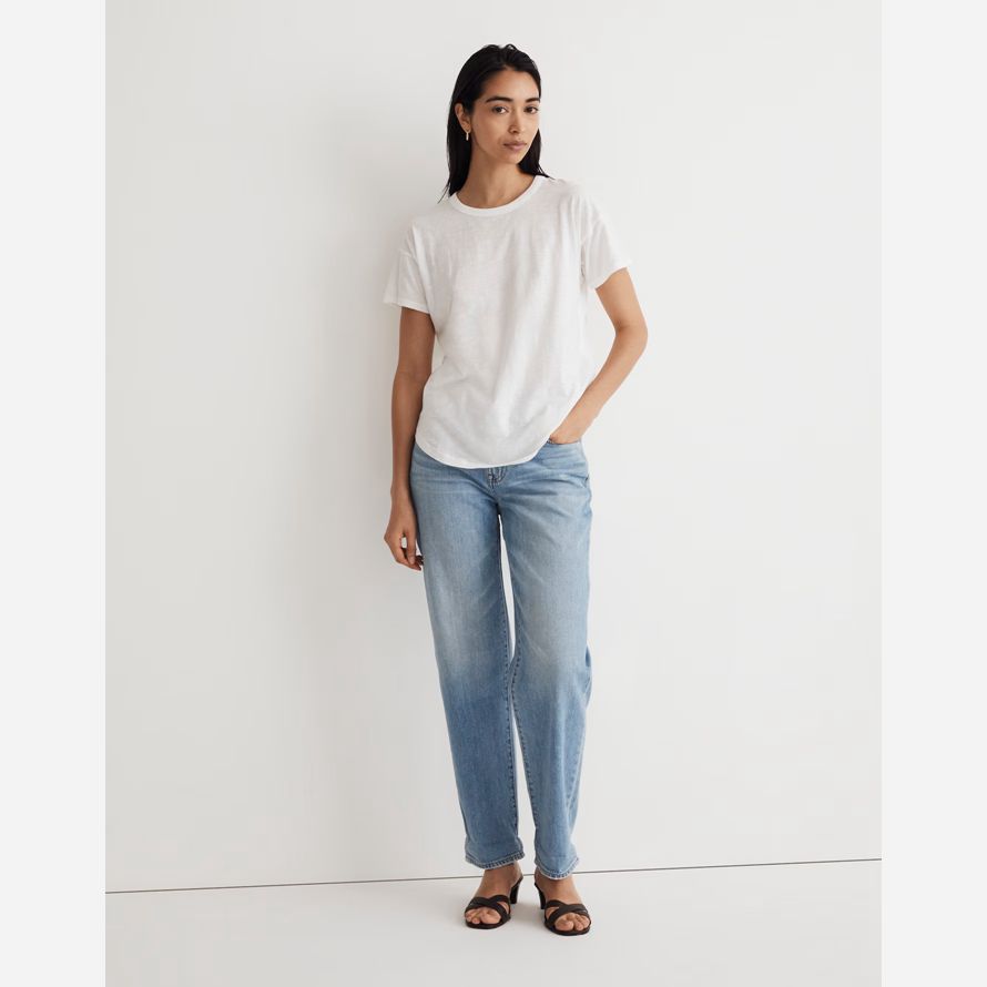 blanc madewell murmure coton À col en v pour femmes t-shirts
