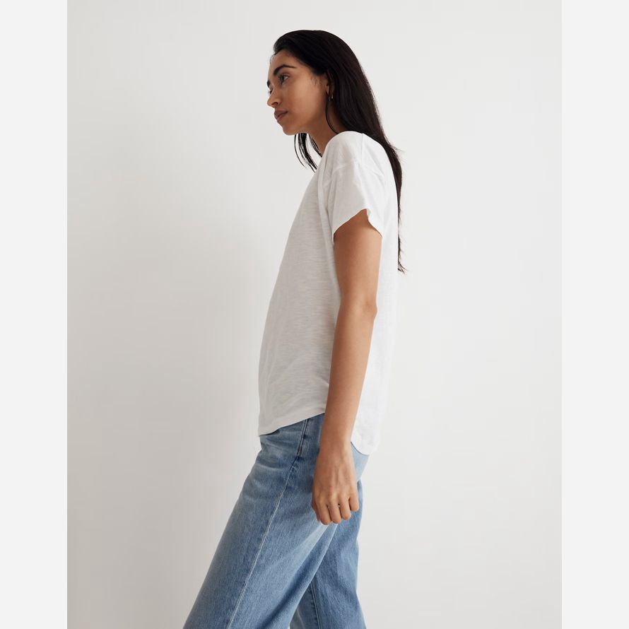 blanc madewell murmure coton À col en v pour femmes t-shirts