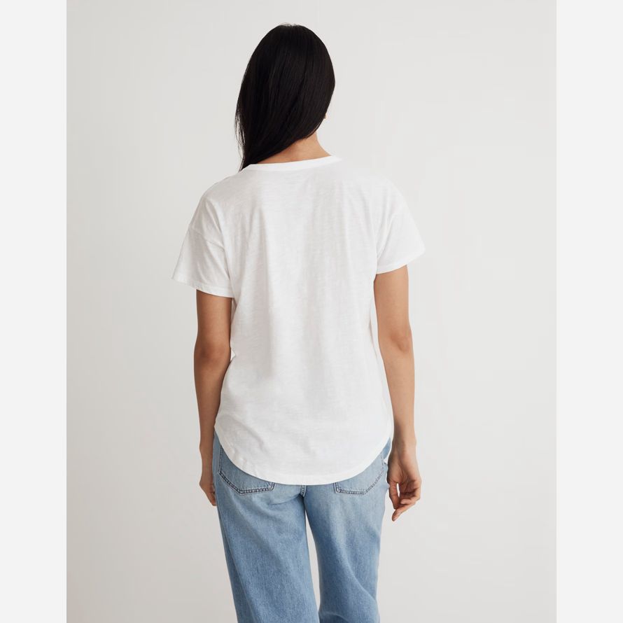 blanc madewell murmure coton À col en v pour femmes t-shirts