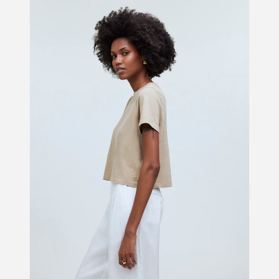 madewell softfade coton boxy-culture womens t-shirts kaki