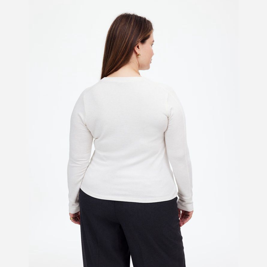 white womens madewell plus côtelée encolure ras du cou À manches longues t-shirts