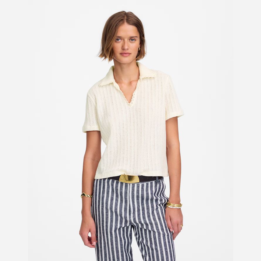 madewell crochet-tricot v-cou chandail de femmes t-shirts À la crème