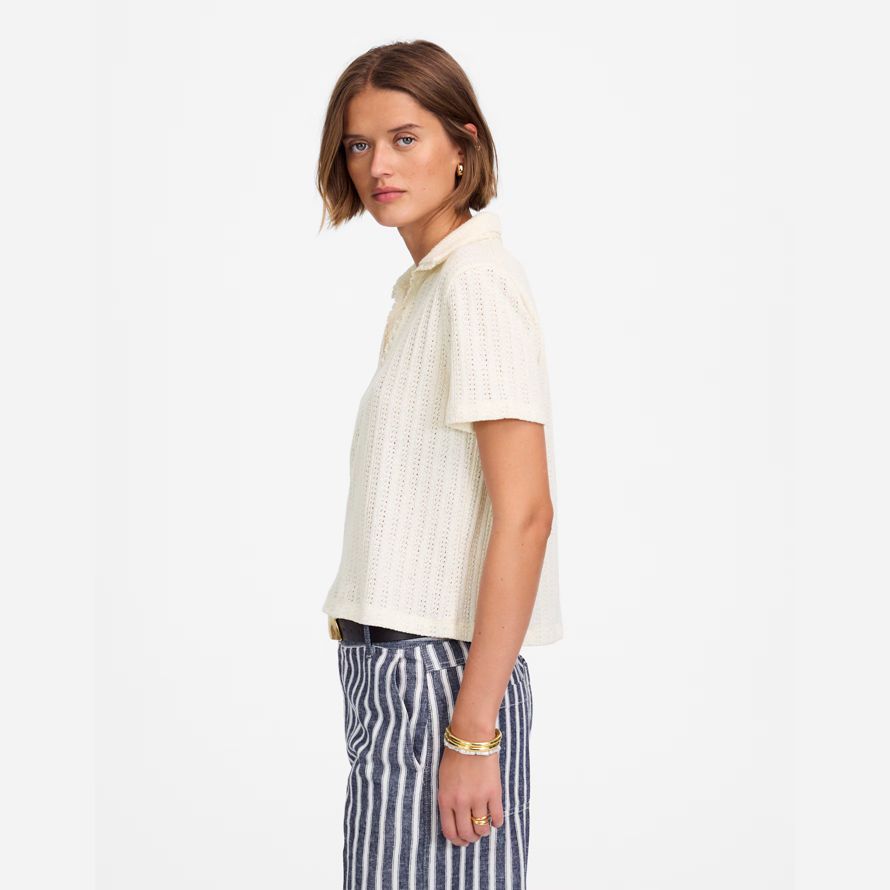 madewell crochet-tricot v-cou chandail de femmes t-shirts À la crème