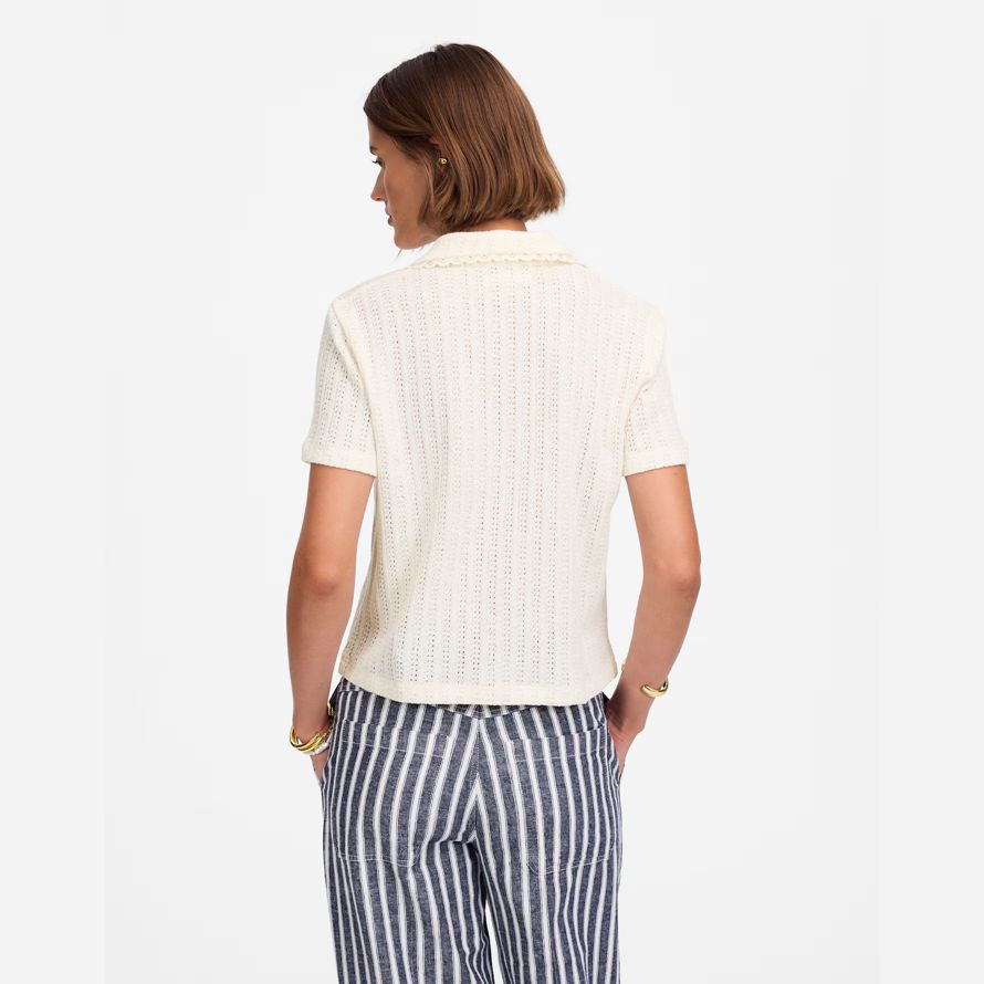 madewell crochet-tricot v-cou chandail de femmes t-shirts À la crème