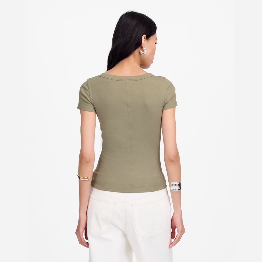 olive madewell de régénération de coton côtelé scoopneck womens t-shirts