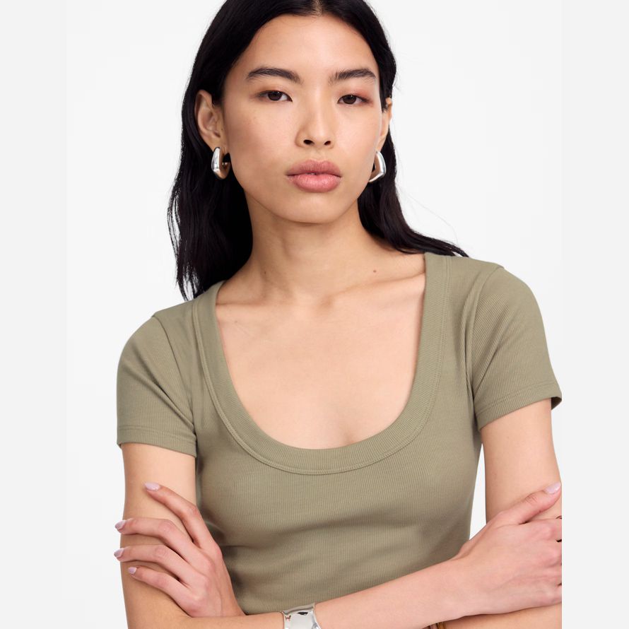 olive madewell de régénération de coton côtelé scoopneck womens t-shirts