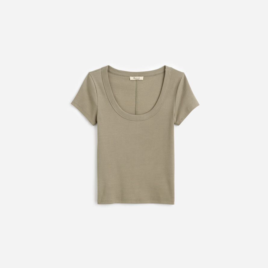 olive madewell de régénération de coton côtelé scoopneck womens t-shirts