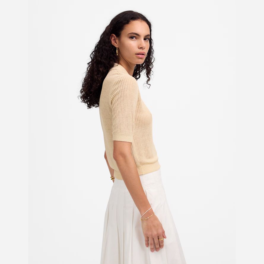 crème madewell court manches polo pull womens t-shirts