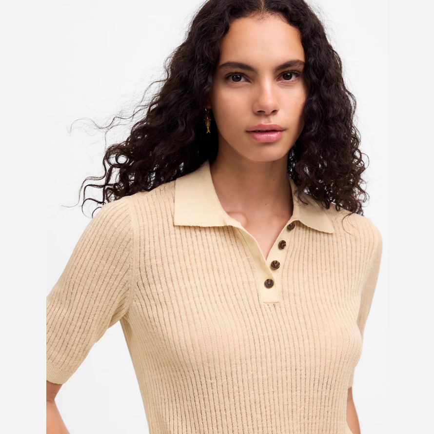 crème madewell court manches polo pull womens t-shirts