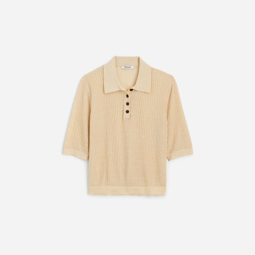 crème madewell court manches polo pull womens t-shirts