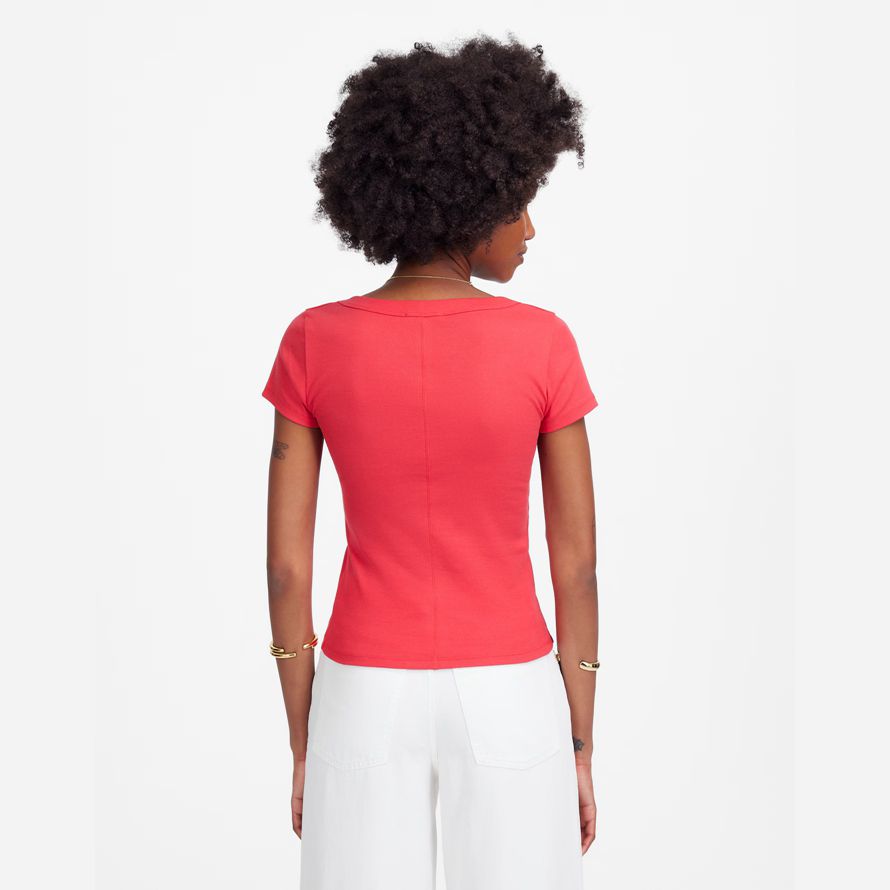 corail madewell de régénération de coton côtelé scoopneck womens t-shirts