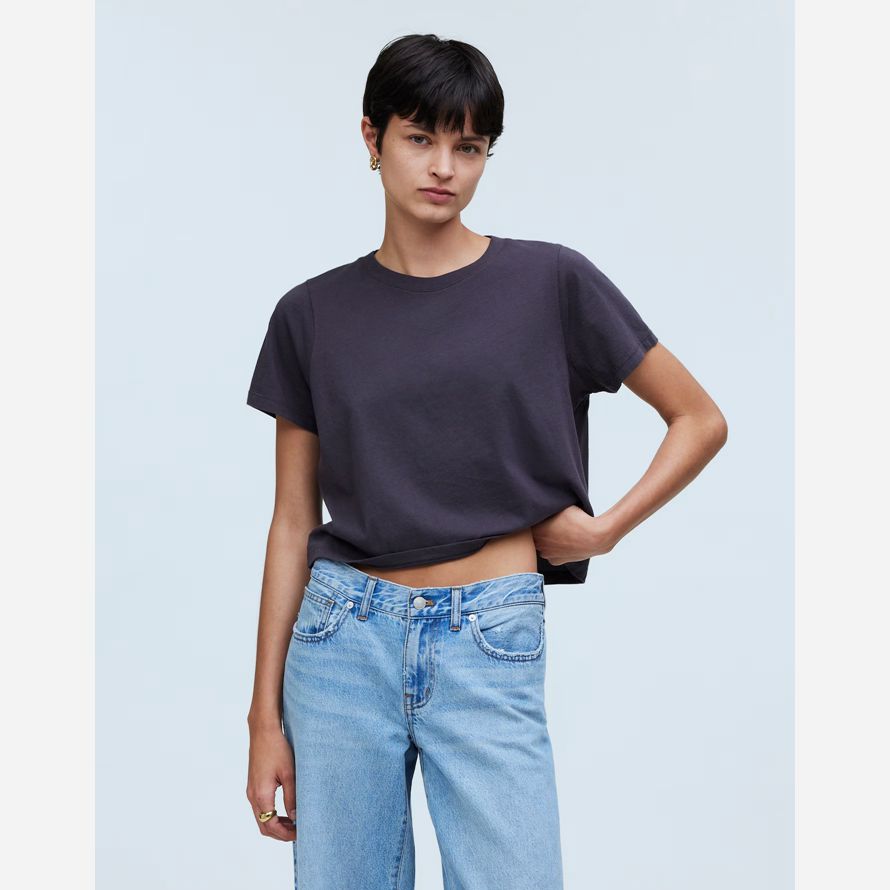 madewell softfade coton boxy-culture womens t-shirts marine