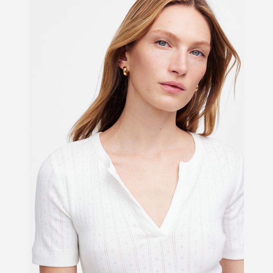 blanc madewell pointelle notch cou womens t-shirts