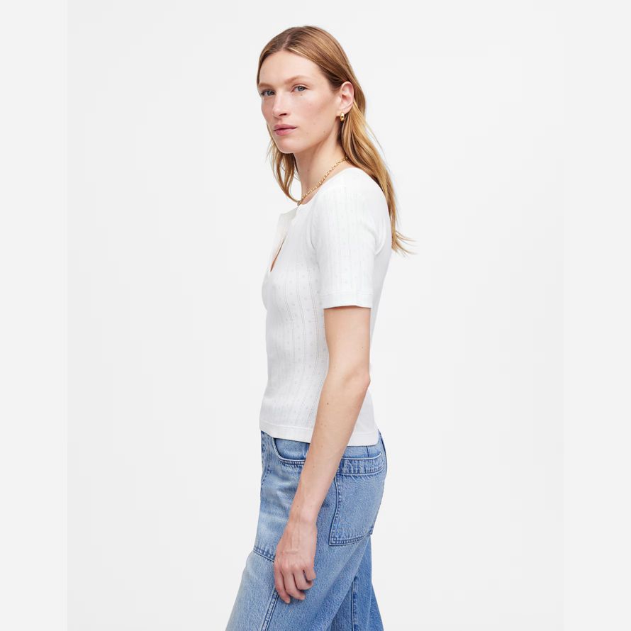 blanc madewell pointelle notch cou womens t-shirts