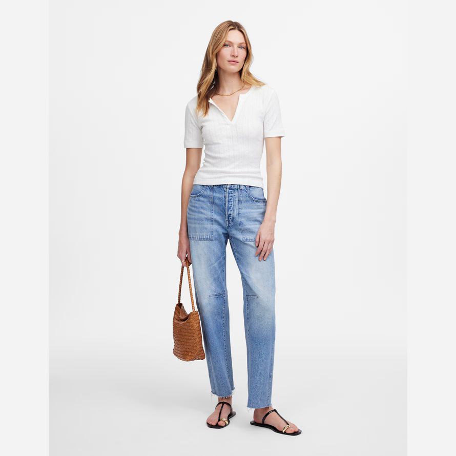 blanc madewell pointelle notch cou womens t-shirts