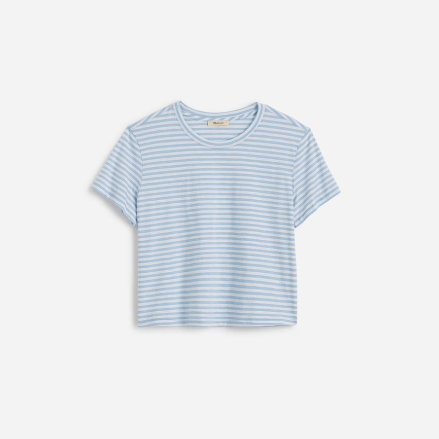 madewell slub boxy-culture womens t-shirts bleu clair blanc