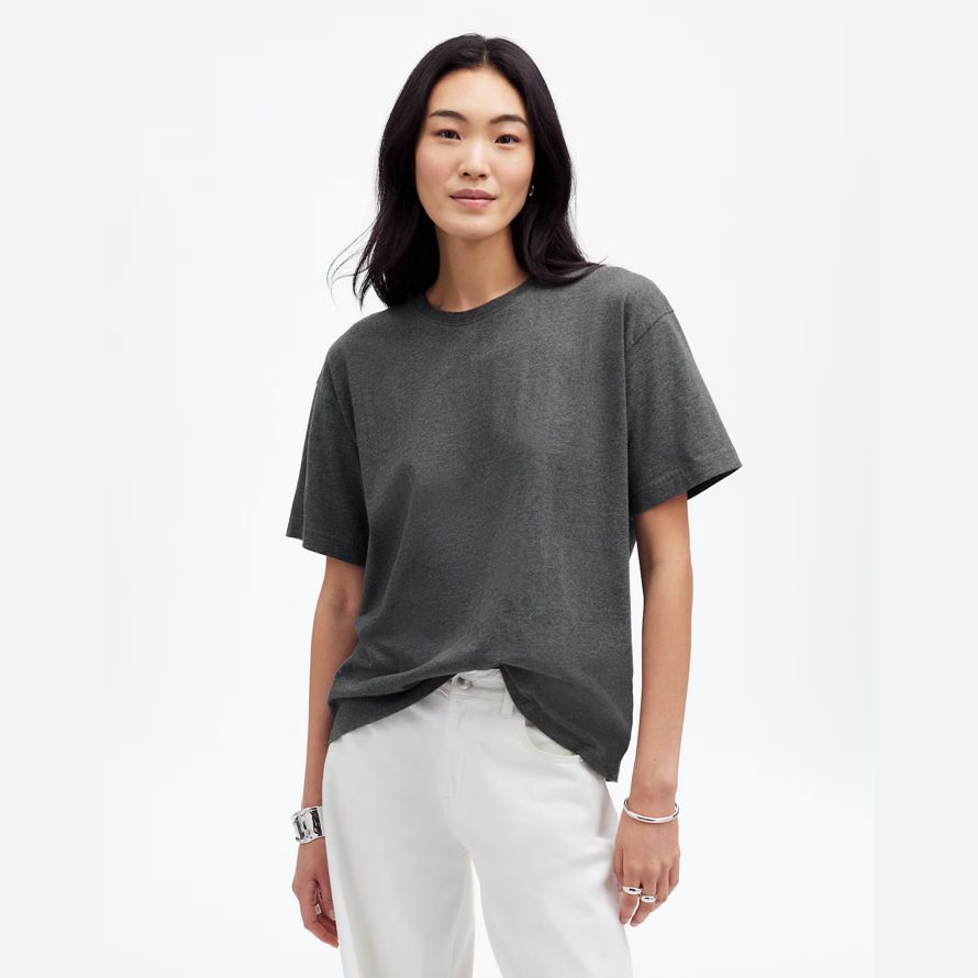 womens madewell coton détendu surdimensionné t-shirts gris foncé