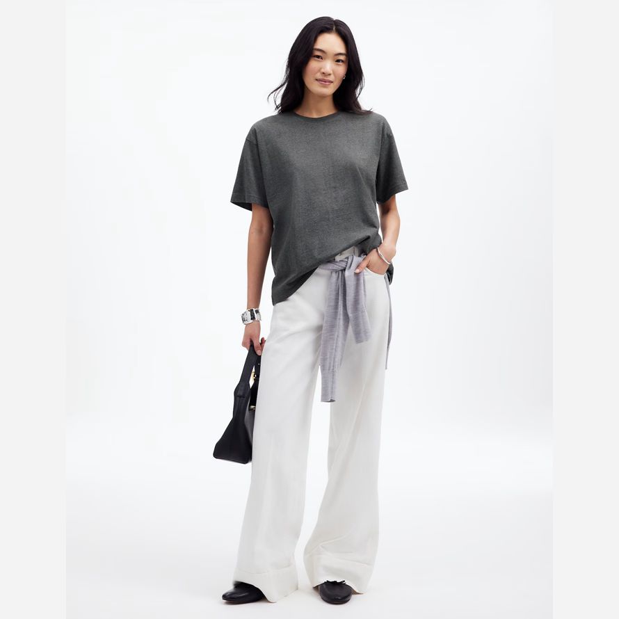 womens madewell coton détendu surdimensionné t-shirts gris foncé