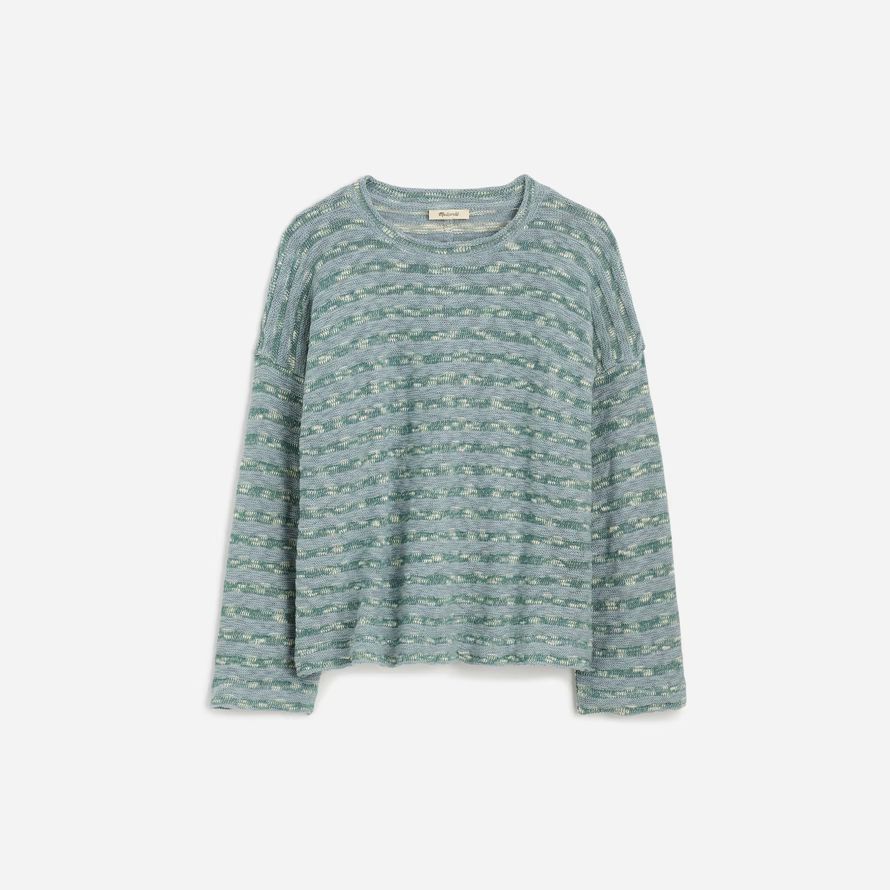 bleu vert madewell encolure ras du cou À manches longues en tricot pour femmes t-shirts