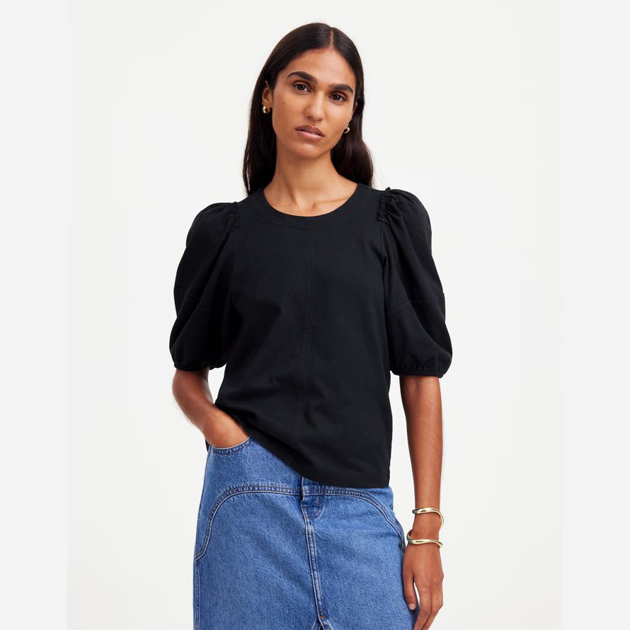 noir madewell puff manches womens t-shirts