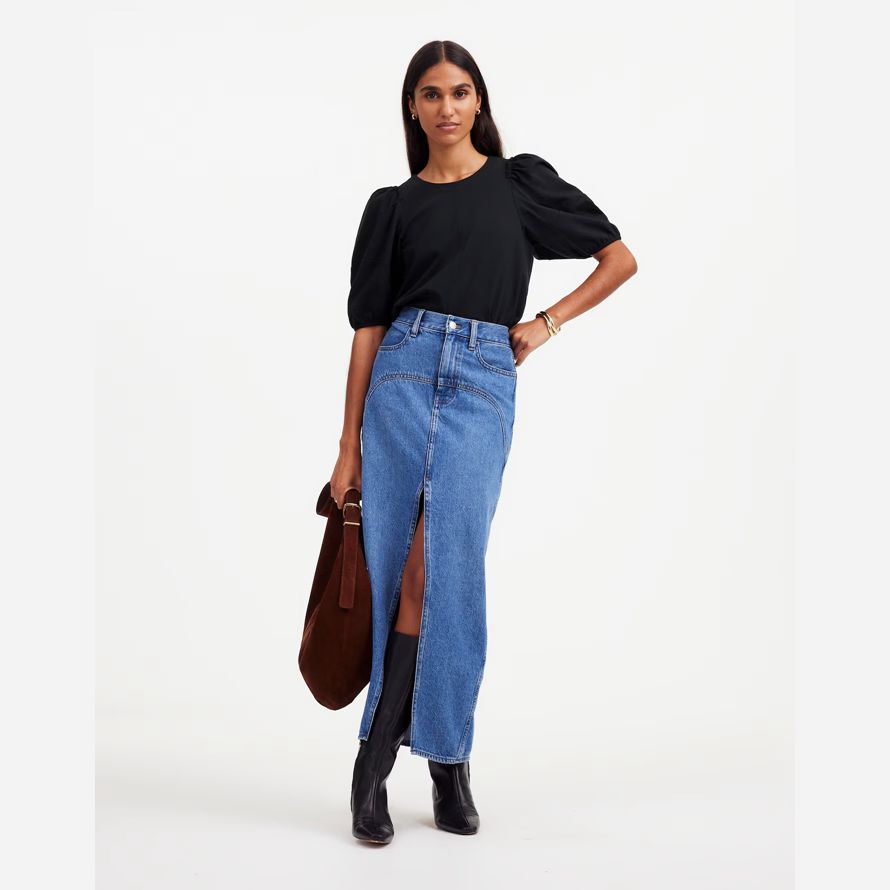 noir madewell puff manches womens t-shirts