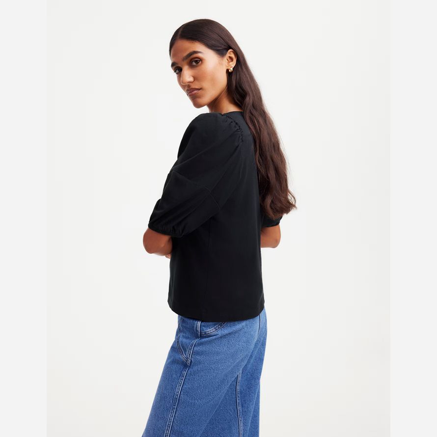 noir madewell puff manches womens t-shirts