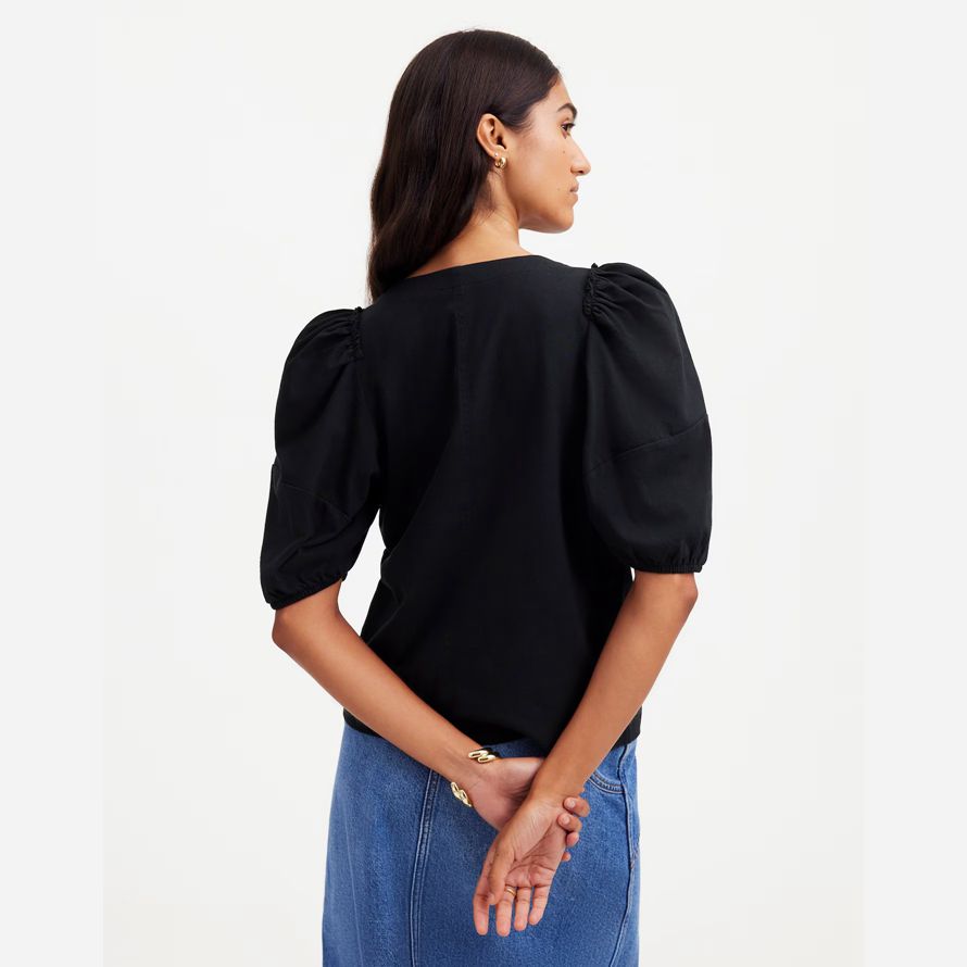 noir madewell puff manches womens t-shirts