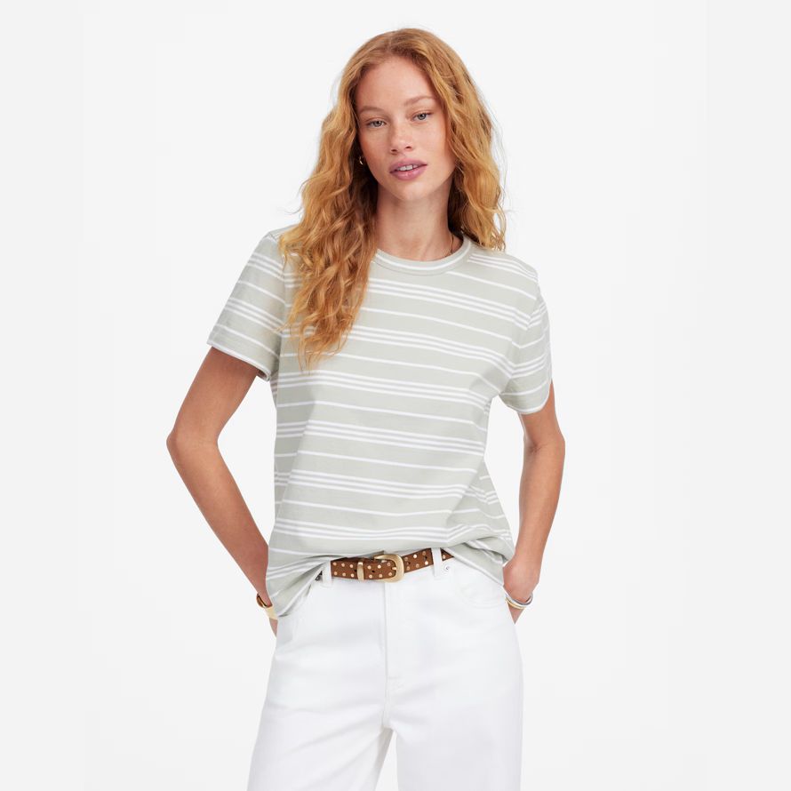 blanc vert womens madewell coton parfait ras du cou t-shirts